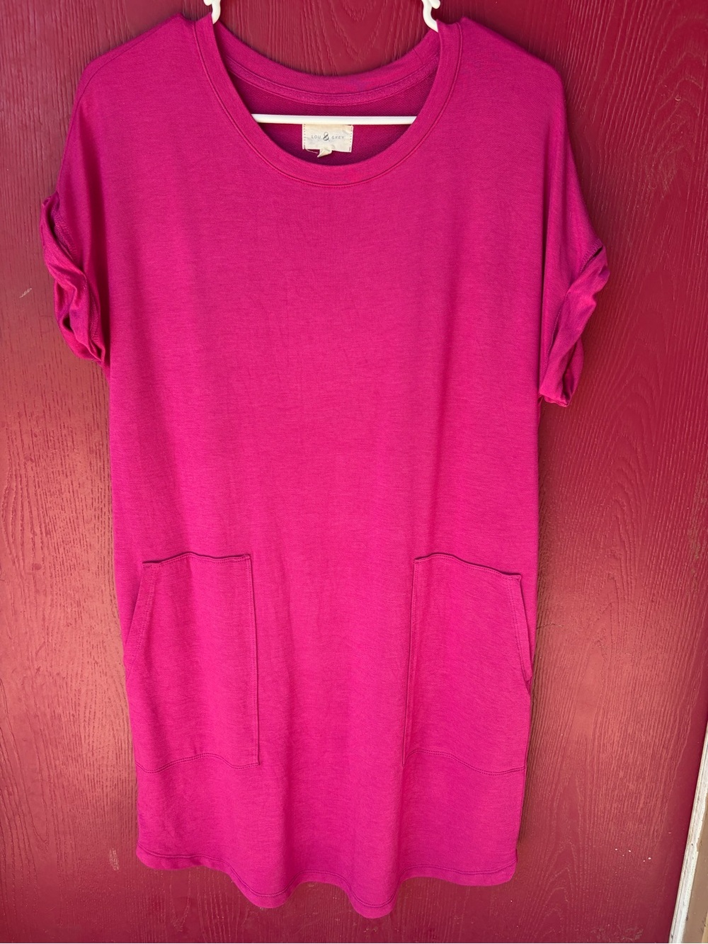 LOU & GREY magenta Fuchsia Pocket Tee Dress